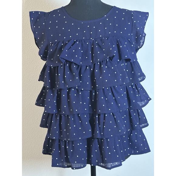 Women's Sleeveless Polka Dot Ruffle Top Summer Polka Dot Top Size Small - Picture 11 of 16